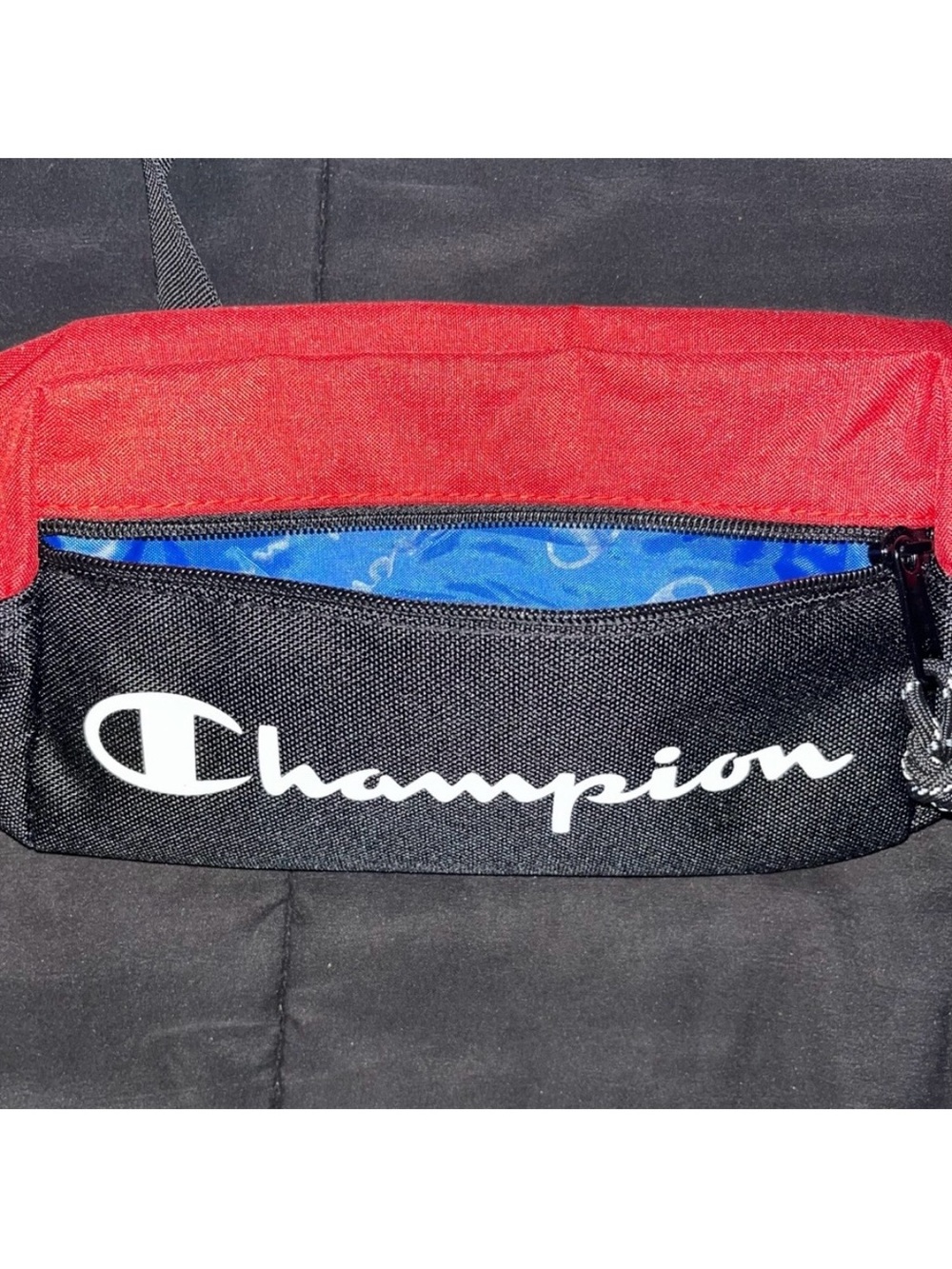 Champion Athletic Apparel Black Red Adjustable Crossbody Bag Belt Bag Fanny Pack